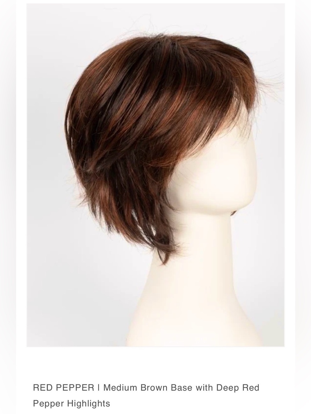 NORIKO Red Pepper Short Layered Wig — Medium Brown with Deep Red Highlights
